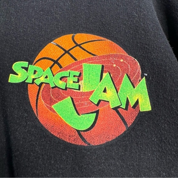 Vintage Space Jam Life Authentic Hoodie Size XL Pullover Sweatshirt Black - Picture 8 of 9